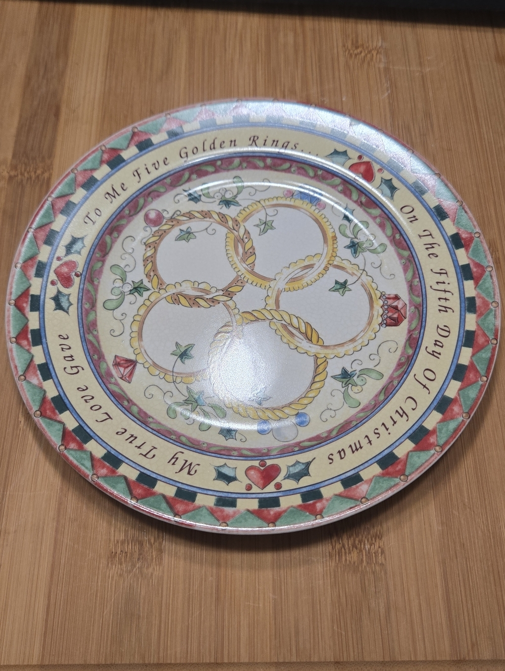 5th Day 5 Five Golden Rings 12 Days of Christmas plate 222 Fifth